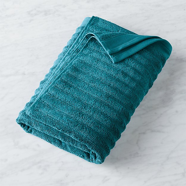 channel blue green cotton bath towel CB2