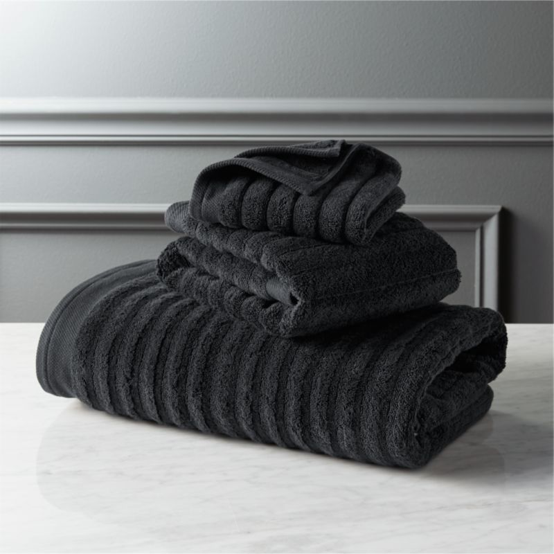 channel black bath towels CB2