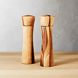 set of 2 cinch acacia short salt-pepper mills