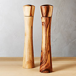 set of 2 cinch acacia tall salt-pepper mill set