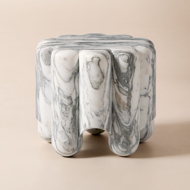 Anoki Grey Marbled Resin Side Table