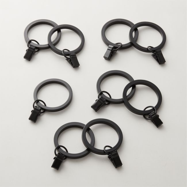 CB2 Matte Black Curtain Rings Set of 9