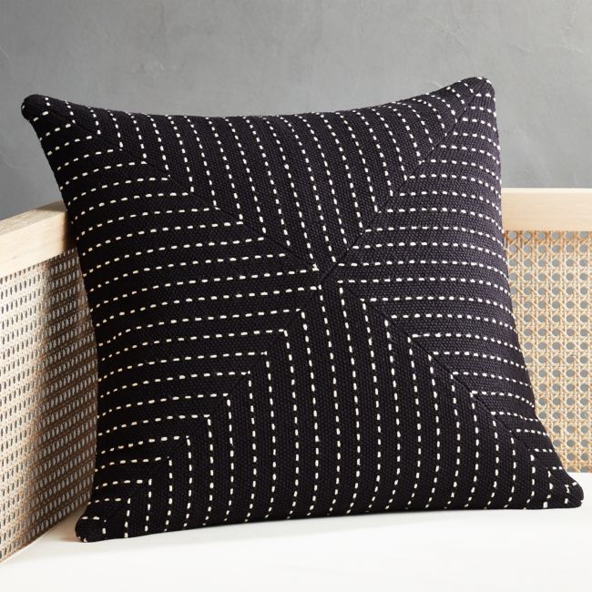 Online Designer Kitchen Clique Black Throw Pillow with Feather-Down Insert 20