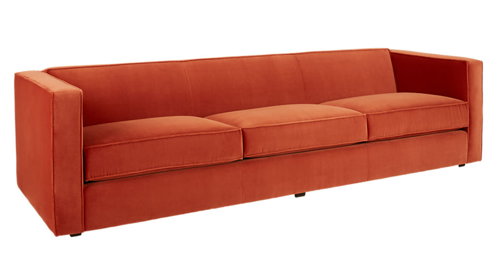 Club 3Seater Rust Velvet Sofa CB2