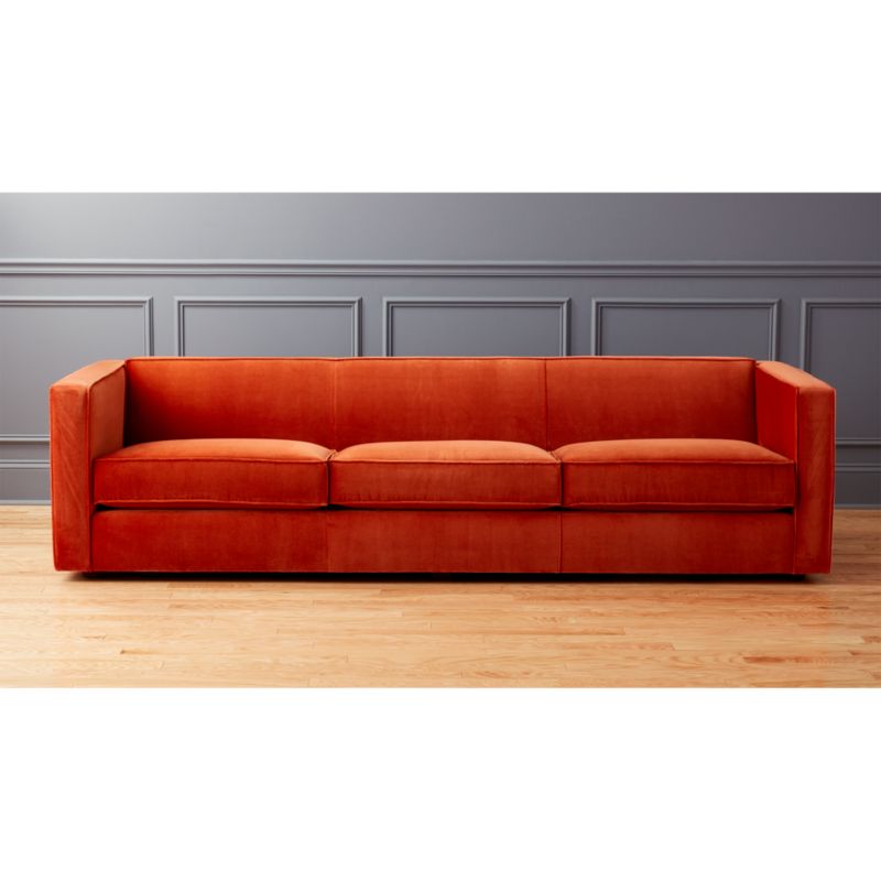 Club 3 Seater Rust Orange Velvet Sofa Reviews CB2   ClubSofa3SeaterRustSHS18 16x9