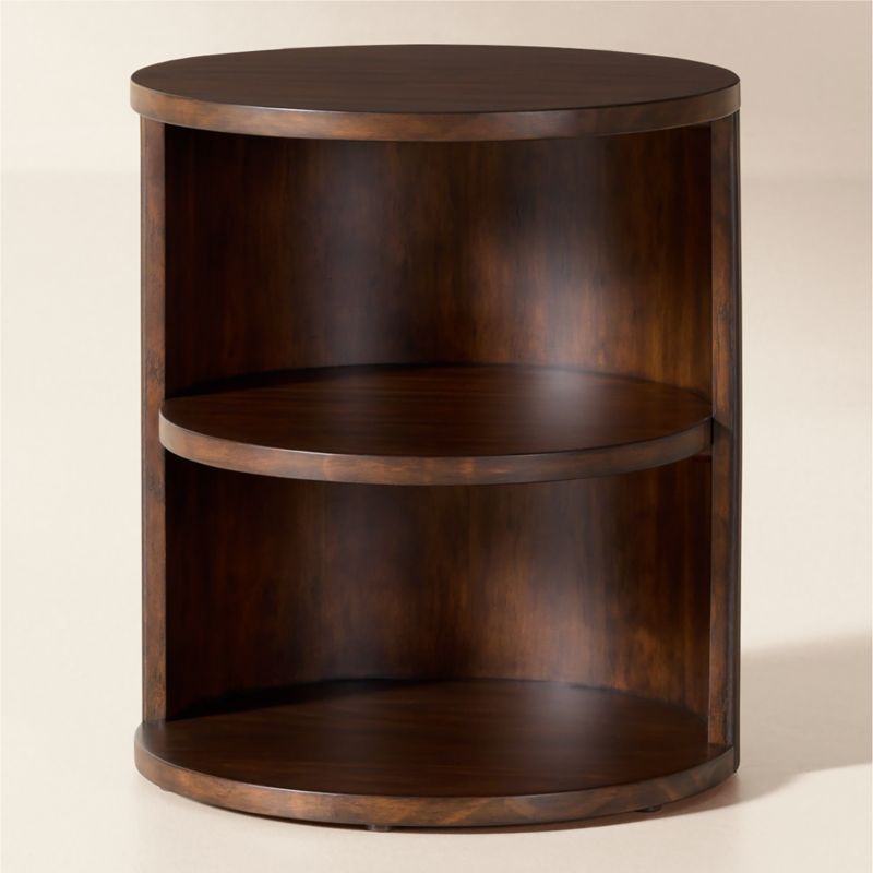 Colosseo Fluted Brown Wood Side Table
