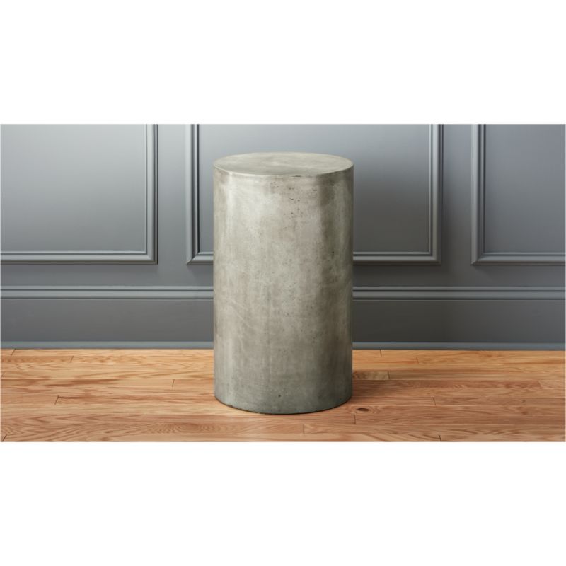 column small grey pedestal table CB2