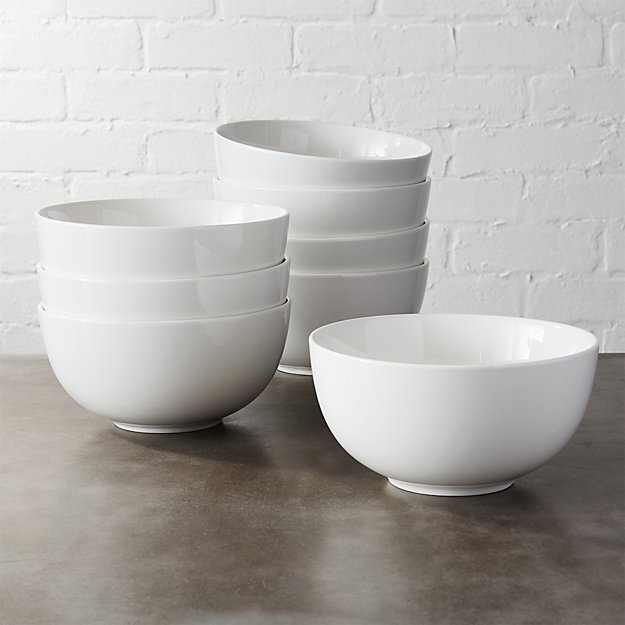 Contact White Bone China Bowl Set of 8 CB2