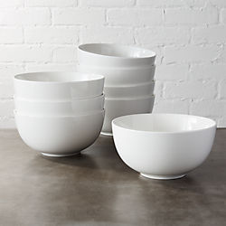 set of 8 contact white bowls