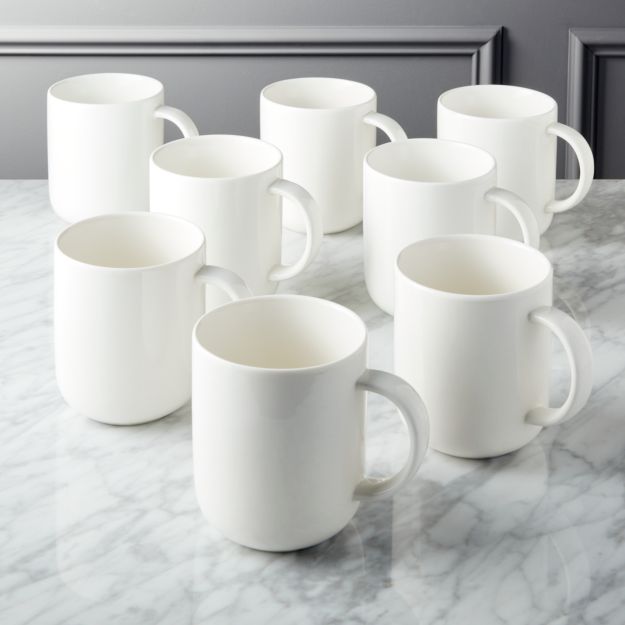 Contact Bone China White Mugs Set of 8 + Reviews CB2