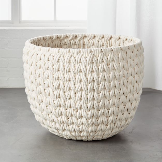 Conway XL Large White Rope Basket + Reviews CB2