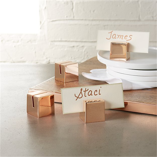 set of 4 copper place card holders CB2