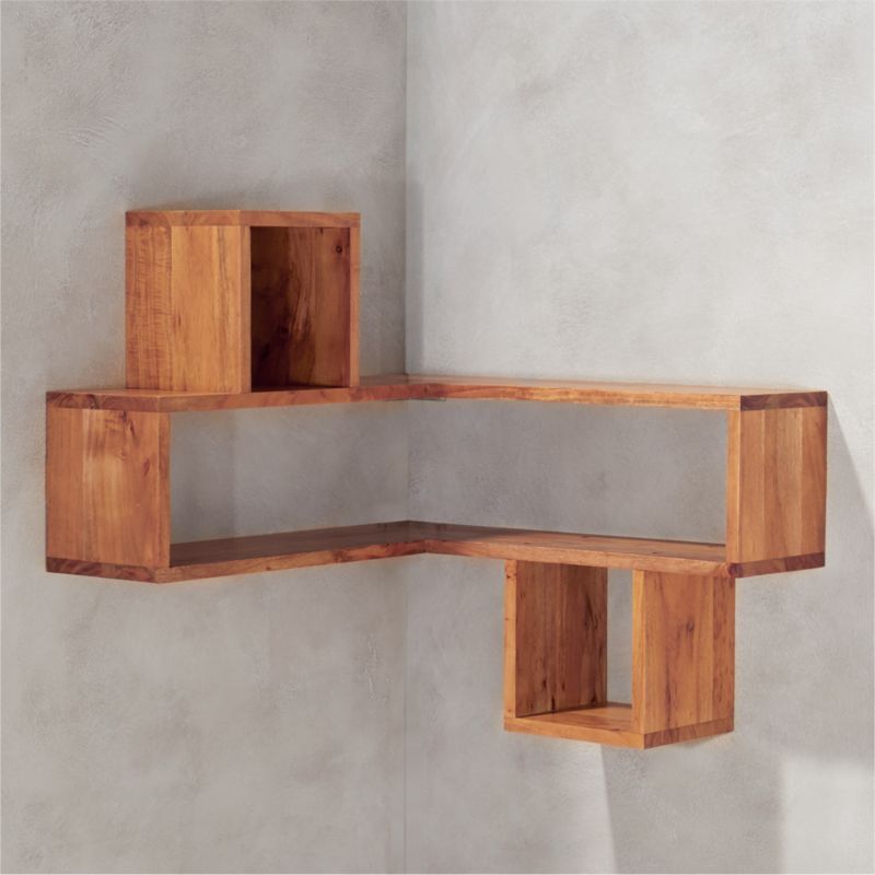 corner block wood shelf CB2