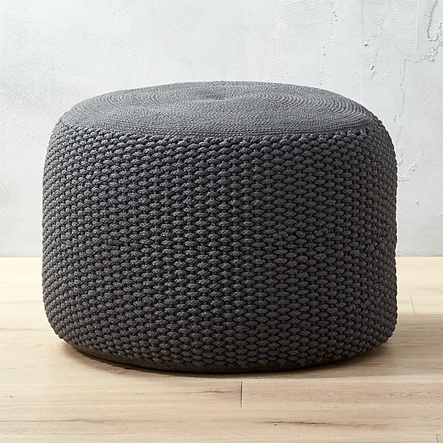 criss knit grey pouf