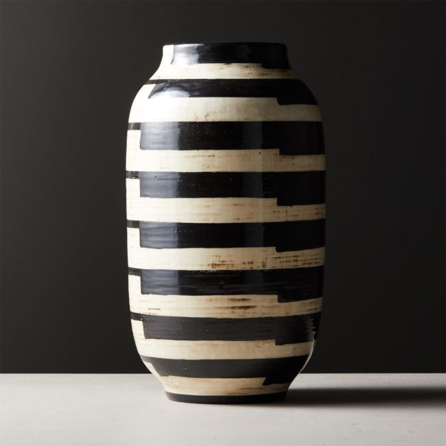Online Designer Combined Living/Dining Cristo Black and White Striped Vase