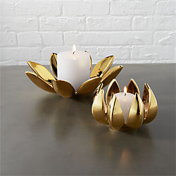 2-piece dahlia pillar-tea light candle holder set