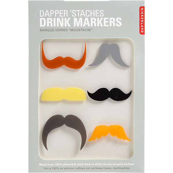 dapper stache drink markers set of 6 in bar accessories  CB2