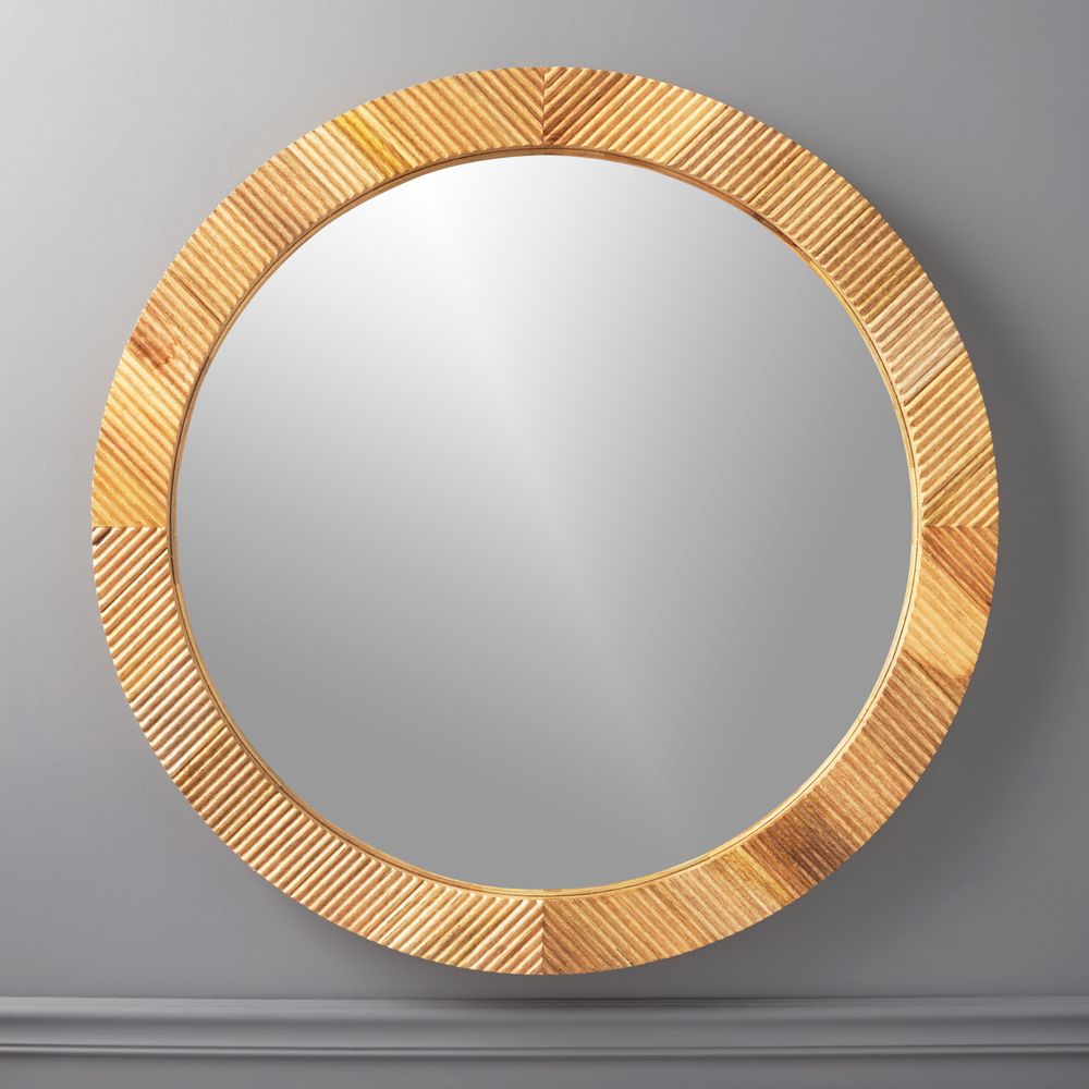 Online Designer Bedroom Darron Round Wood Mirror 36