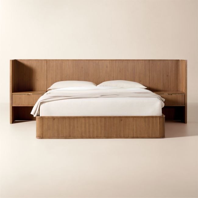 Davison Fluted Wood King Bed with Nightstands