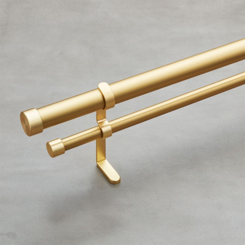 Brushed Brass Double Rod Curtain Rod Set 28"48" CB2