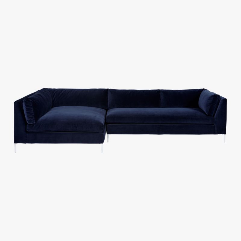 Decker 2-Piece Blue Velvet Sectional Sofa