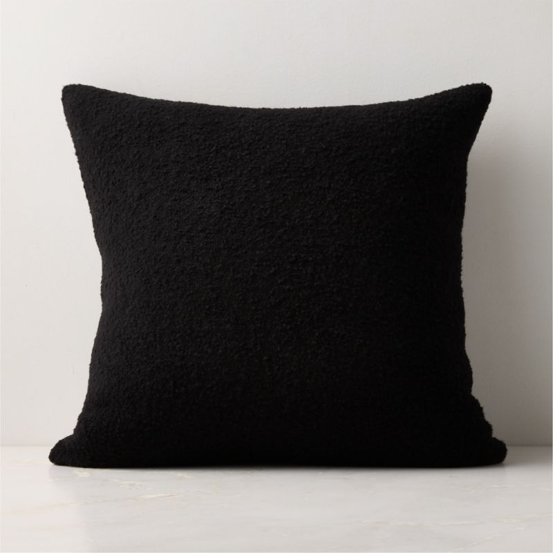 Demi Black Merino Wool Boucle Throw Pillow with Down-Alternative Insert 20