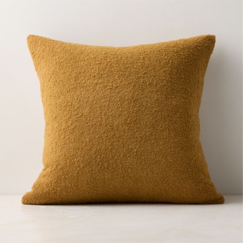 Demi Black Merino Wool Boucle Throw Pillow with Down-Alternative Insert 20"x20"