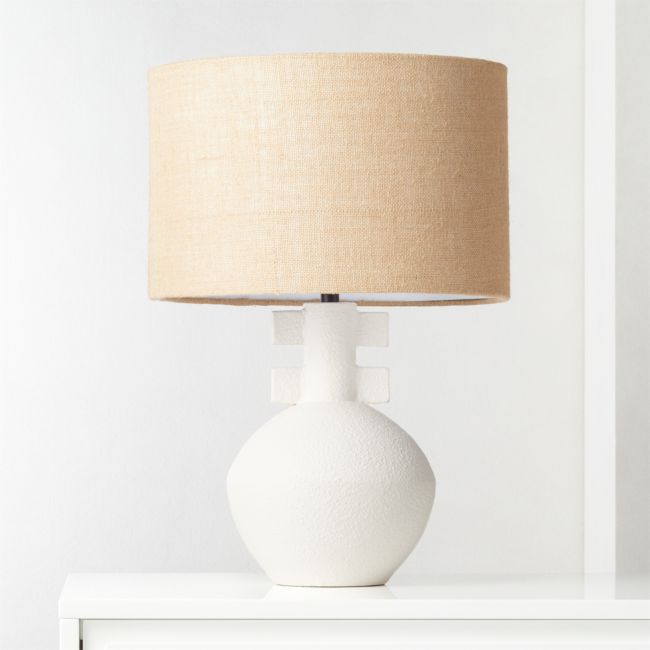 Online Designer Living Room Domani Textured White Table Lamp