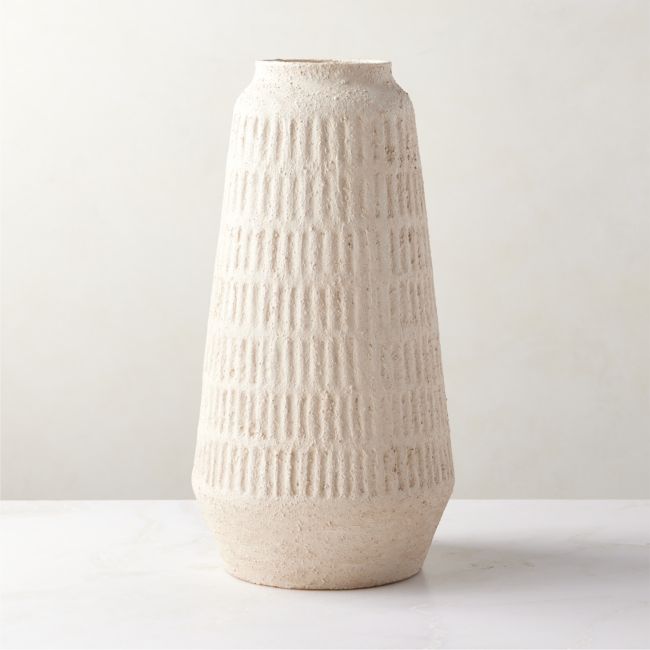Online Designer Combined Living/Dining Domitia Textured Ivory White Vase Tall