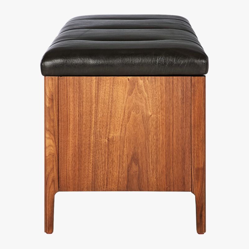 Dusk Leather and Wood Storage Bench