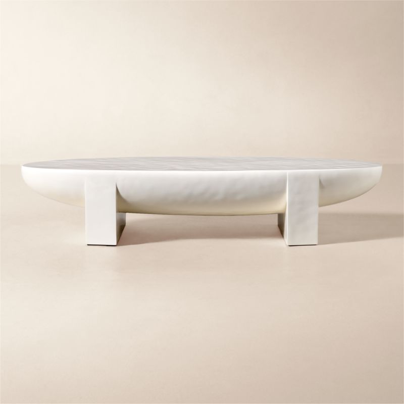 Liguria Oval White Marble Coffee Table with White Marble Base by Gianfranco Frattini