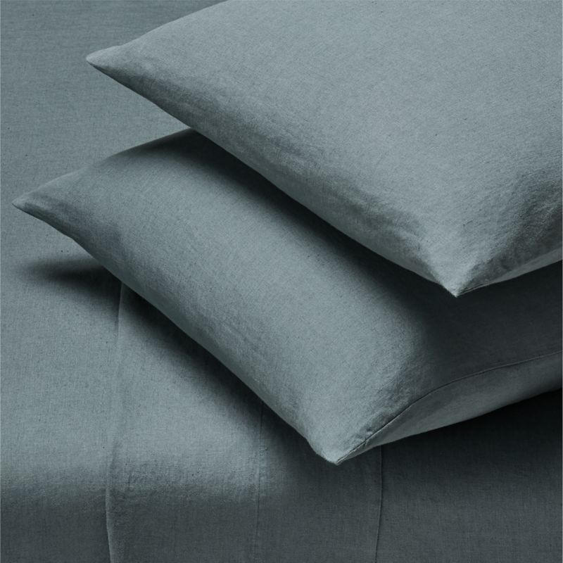 Classic Organic Cotton Percale 400 Thread Light Teal Standard Pillow Shams Set of 2