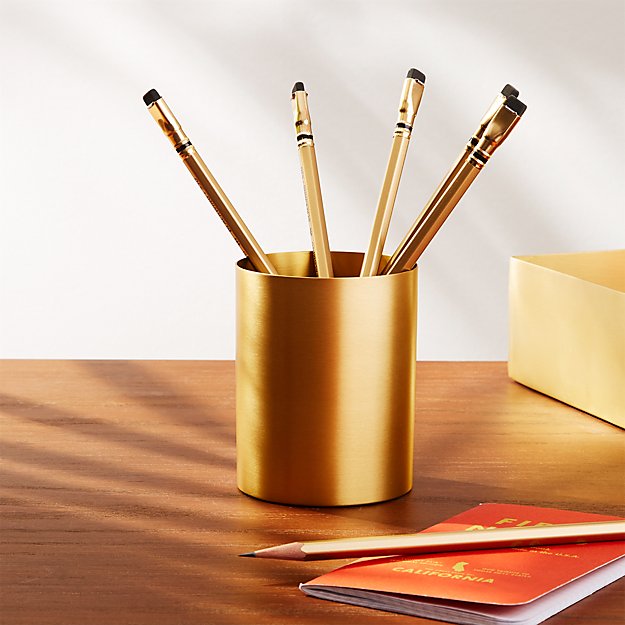 Studio Solid Brass Pencil Cup CB2