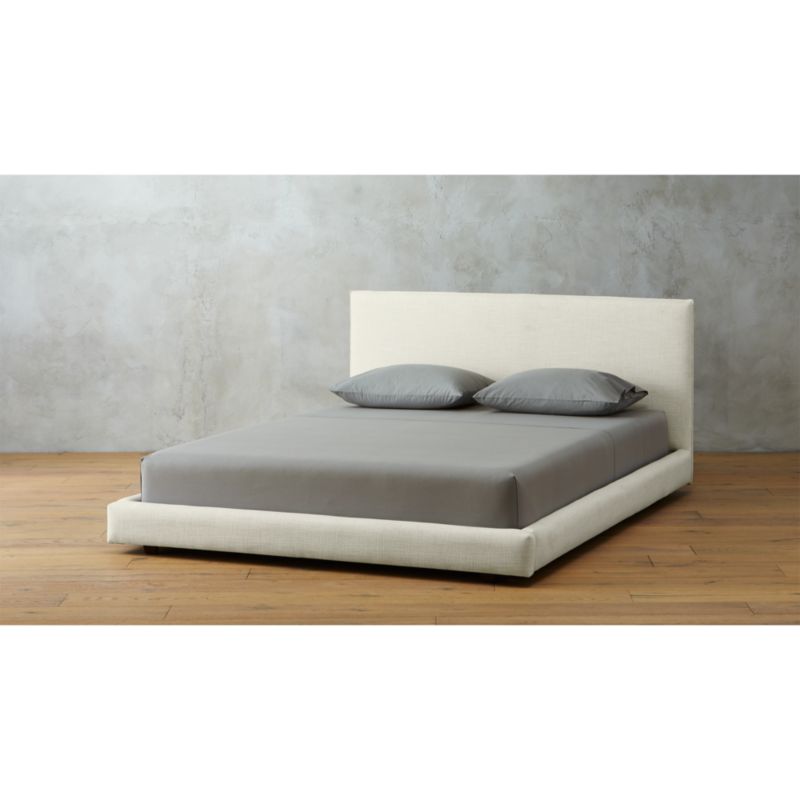 facade white upholstered queen bed | CB2