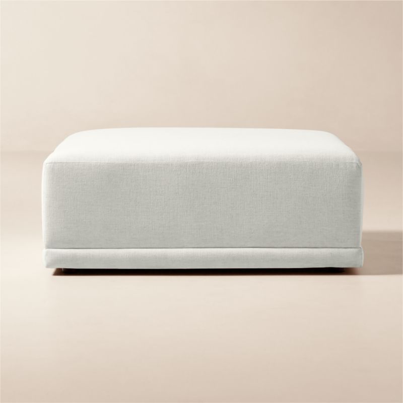 Faible White Performance Fabric Deep Depth Ottoman