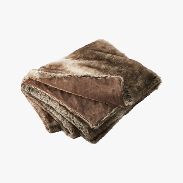 Light Grey Faux Fur Throw in throws + Reviews | CB2