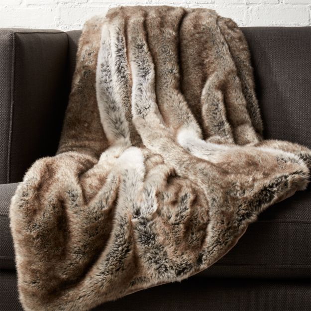 Light Grey Faux Fur Throw in throws + Reviews | CB2