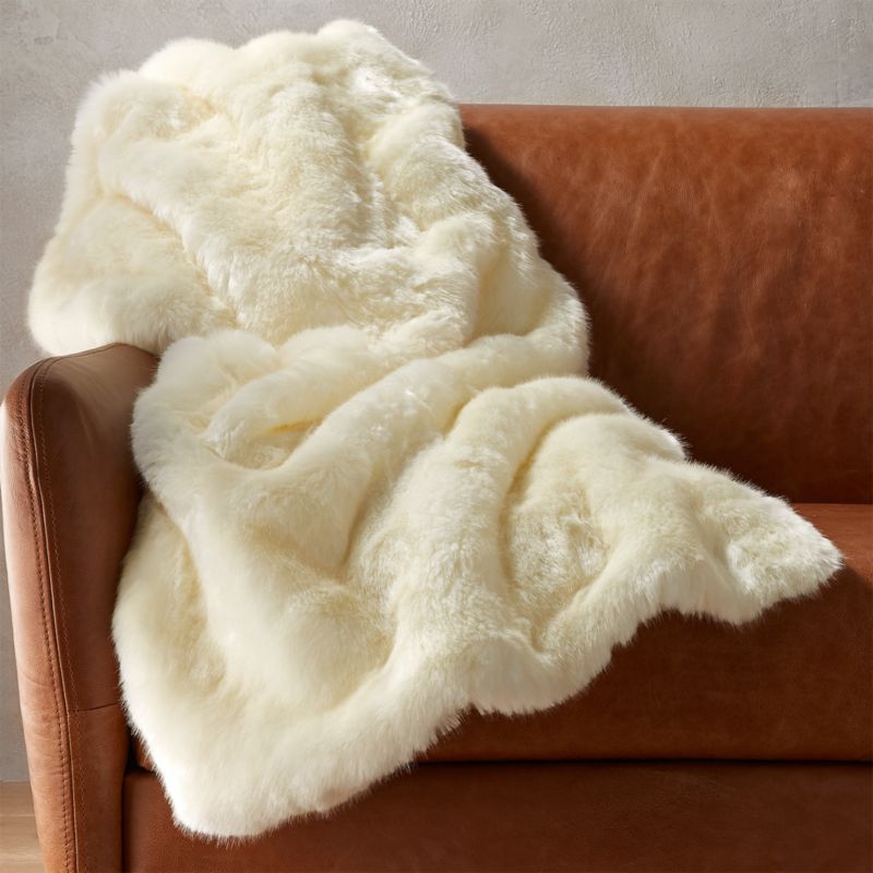 Faux Fur Throw Blanket, Mongolian Long Hair White ...