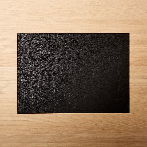 Faux Black Leather Placemat CB2