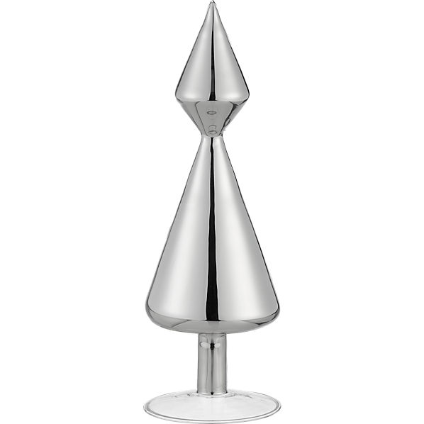 feliz small silver glass tree in holiday  CB2