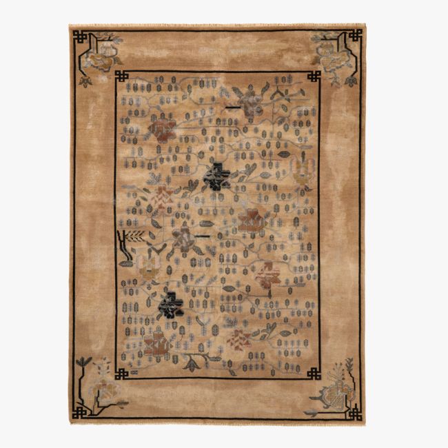 Fiora Hand-Knotted Light Brown New Zealand Wool Area Rug 9'x12'