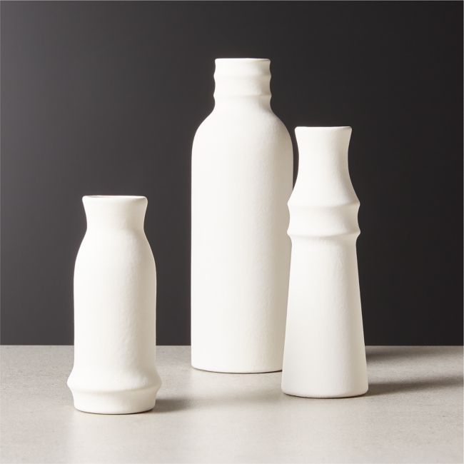 Online Designer Combined Living/Dining 3-Piece Fleur Off-White Vase Set