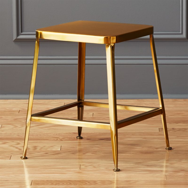 flint shiny gold 18" stool CB2