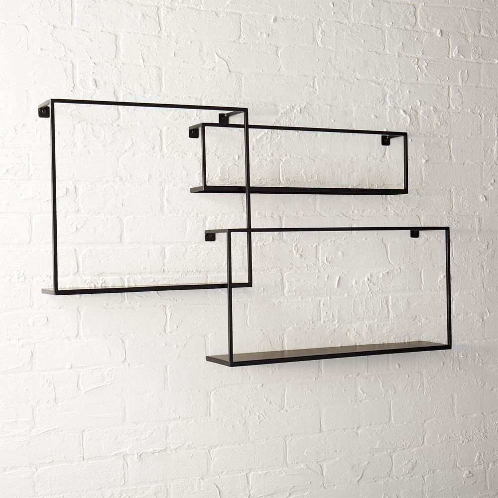 Online Designer Living Room matte black floating shelves set of 3