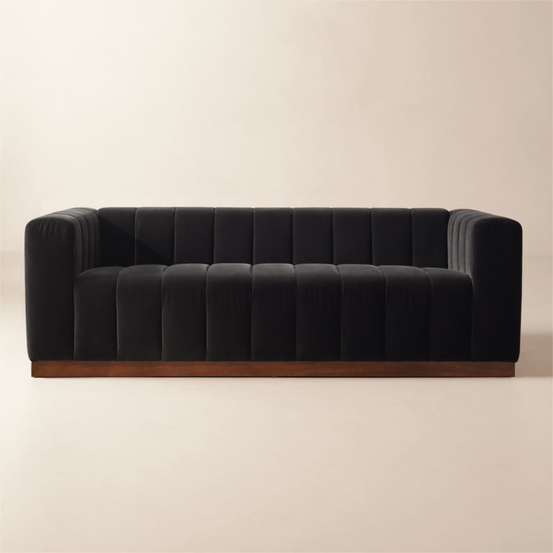 Laszlo 80" Dark Grey Velvet Apartment Sofa