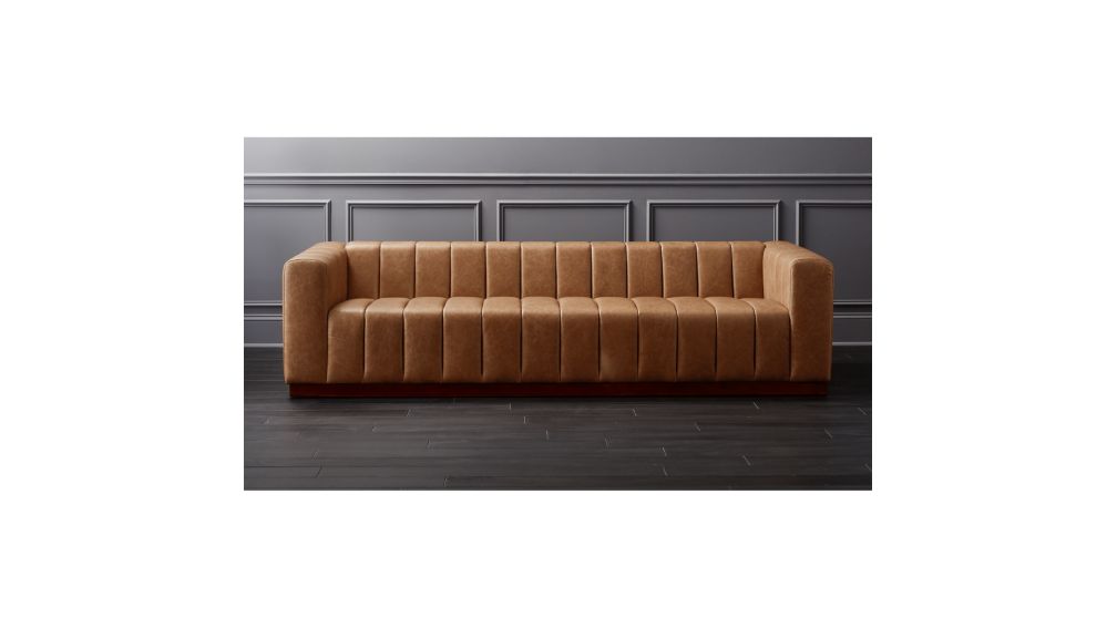 Forte Channeled Saddle Leather Sofa + Reviews | CB2