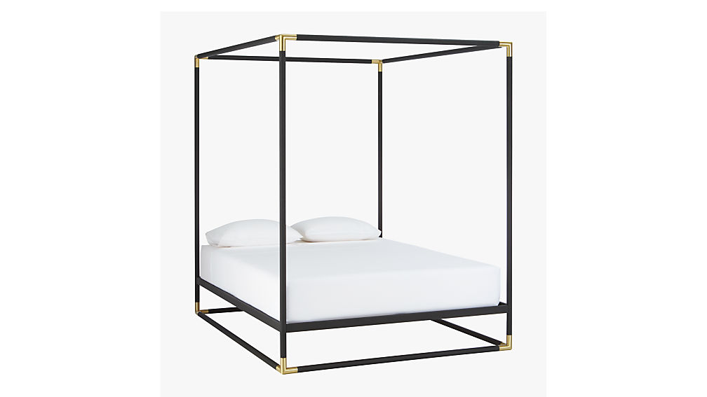 frame black queen canopy bed | CB2