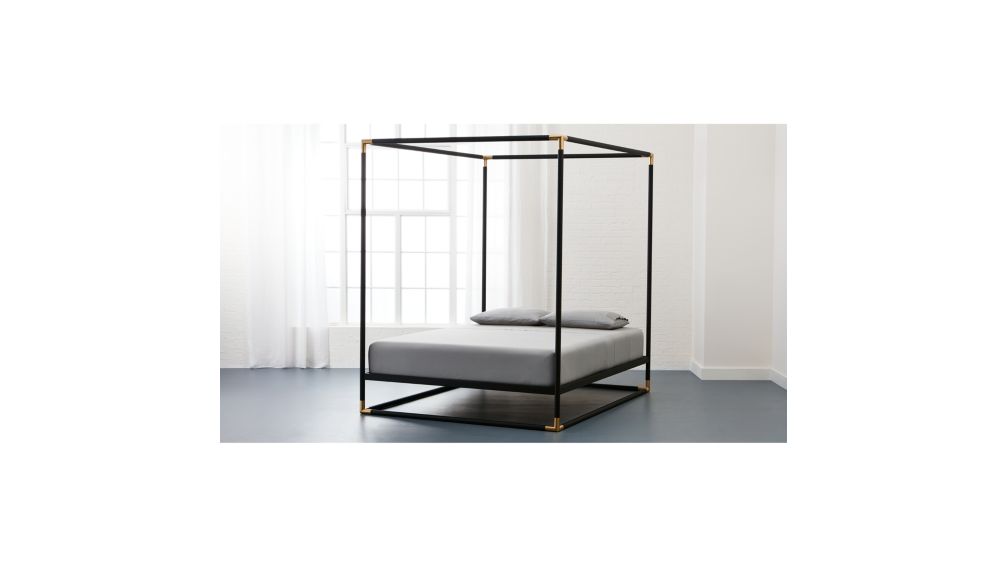 frame black queen canopy bed + Reviews | CB2