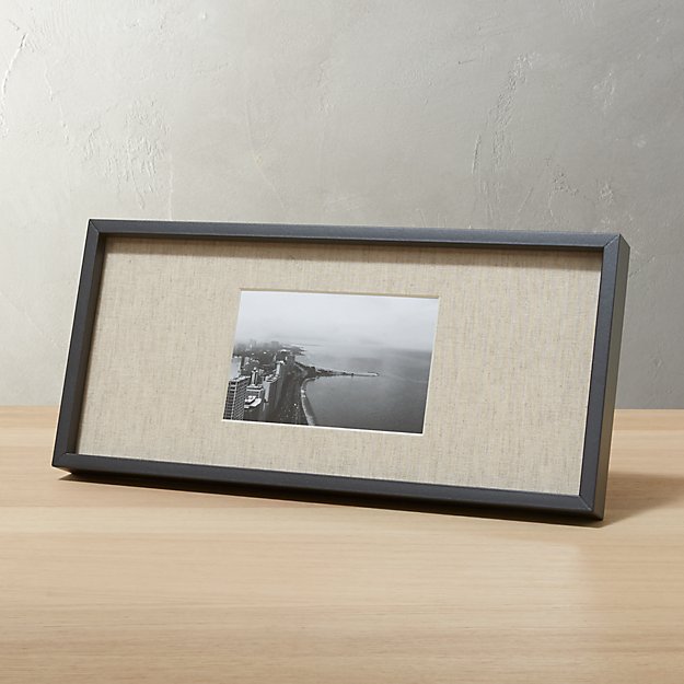 gallery black 4x6 picture frame with linen mat. CB2