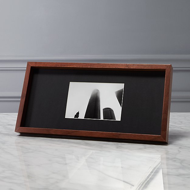 gallery walnut 4x6 picture frame with black mat CB2